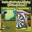Golf Chipping Game with Hitting Mat, 70"x70" Double-Sided Mat with Classic Darts Game, Portable Outdoor/Indoor Practice Set for Adults, Comprehensive Accessories for Junior Golfer