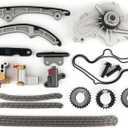 Timing Chain Kit - with Water Pump Fits for 2007-2010 Ford Edge Flex Taurus 3.5L for Lincoln MKS MKT MKX for Mazda 6 CX-9 3.5L 3.7L DOHC Engine Replace OE AT4Z-6306-A 7T4Z-6256-A 7T4Z-6268-CA
