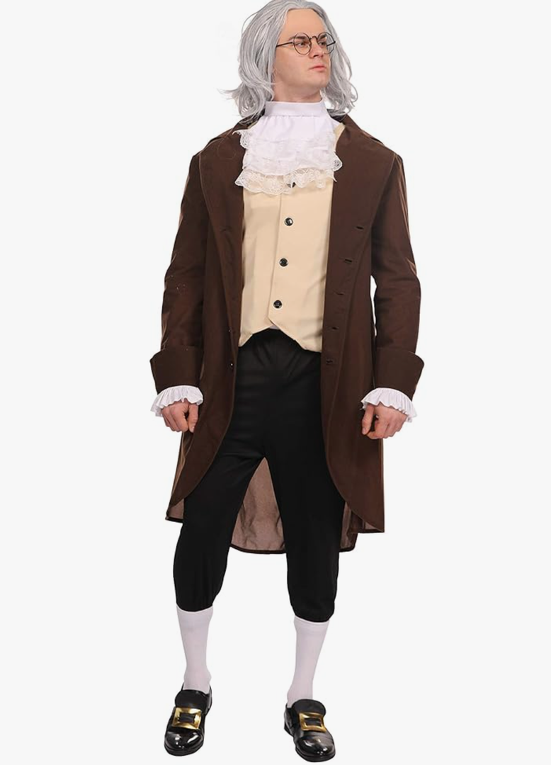 Adult Benjamin Franklin Deluxe Colonial Costume For Men, Size Medium
