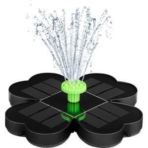 3.5W Solar Bird Bath Fountain Solar Fountain, 2024 Upgrade Outdoor Water Fountain,Solar Water Pump with Four-leaf Clover Design, 4 Fixed Rods & 8 Green Nozzles Fountain for Garden, Pool, Pond