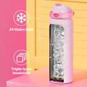 40 oz Insulated Water Bottle for Sports: Meoky Stainless Steel Water Bottle with 2-in-1 Straw and Spout Lid - Leak Proof, Cold for 24 Hours, Protective Silicone Base, BPA-Free for Women Gym, Blush