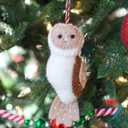 Owl Christmas Ornament Handmade Felt Wool