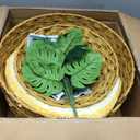 Cat Hidden Litter Box Enclosure Furniture with Cats Bed,Artificial Plants,Handwoven Rattan with Cat Litter Box and Real Stones,in Living Room, Bedroom, CornerNatural