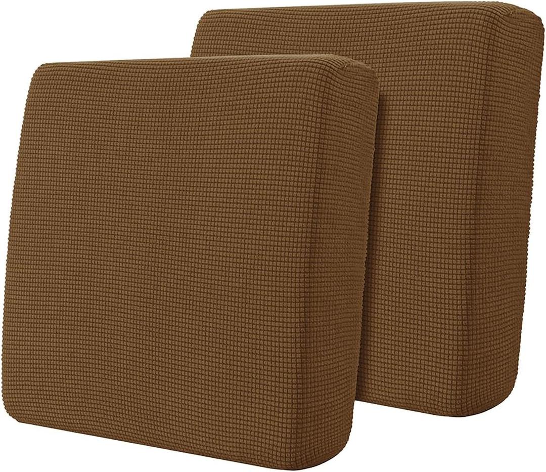 Hokway Stretch Couch Cushion Covers, 2 Piece Individual Sofa Cushion SlipcoversJacquard Sofa Seat Slipcover Set, Non-Slip Protector for Cushion (Coffee,Small-2PC)