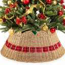 Christmas Tree Collar 24 Inch Large Woven Christmas Tree Skirt Rustic Seagrass Xmas Stand Base Cover for Holiday Home Decoration
