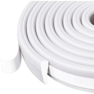 WEZKYLCG Weather Stripping Door Seal, Upgraded Wedge Window Draft Stopper, PU Foam Seals Tape, Strong Adhesive, Soundproofing, Window Insulation for Winter, Door Frame Gaps Filler (White, 20 Ft)