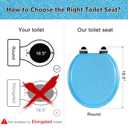 Angol Shiold Glitter Toilet Seat Molded Wood Round Toilet Seat with Quietly Close and Quick Release Hinges, Easy to Clean also Easy to Install (Round 16.5'', Blue)