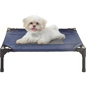 Elevated Dog Bed - 24.5x18.5-Inch Portable Pet Bed with Non-Slip Feet - Indoor/Outdoor Dog Cot or Puppy Bed for Pets up to 25lbs by PETMAKER (Blue)