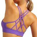 RUNNING GIRL Sports Bra for Women, Padded Strappy Sports Bra with Removable Cups Medium Support Workout Yoga Gym Bra (2942 Violet L)