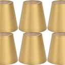Set of 6 Small Lamp Shades, Clip on Drum Lamp Shade for E14 Bulbs, Gold Fabric Lampshade Replacement for Table Floor Wall Ceiling Chandelier Lamps, 3.7x5.6x5.1inch