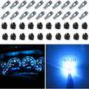 WLJH 74 Led Bulb Dash Lights 3SMD Super Bright T5 2721 37 286 Wedge PC74 Twist Socket Automotive Instrument Panel Gauge Light Kits Cluster Shift Indicator Interior Bulbs Ice Blue Pack of 20
