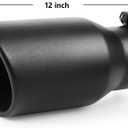 A-KARCK Exhaust Tip 3.5 Inch Inlet, 3.5" Inlet 5" Outlet 12" Long Black Coated Finish Muffler Tip For Truck Tailpipe, Stainless Steel Rolled Edge