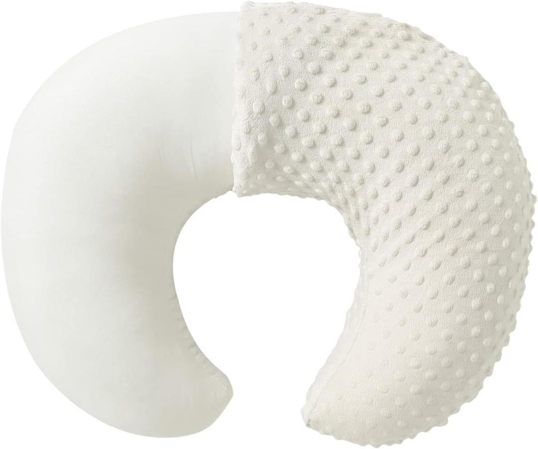 Nursing Pillow and Positioner with Cover for Breastfeeding and Bottle Feeding, Propping Baby, Tummy Time, Baby Sitting Support, Awake-Time Support (Beige, 22" x 17.7" x 5.9")