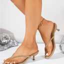 MakeMeChic Women's Suede Kitten Heels Sandals Thong Open Toe Flip Flop Heeled Sandals Vacation Party Summer Shoes Brown 7