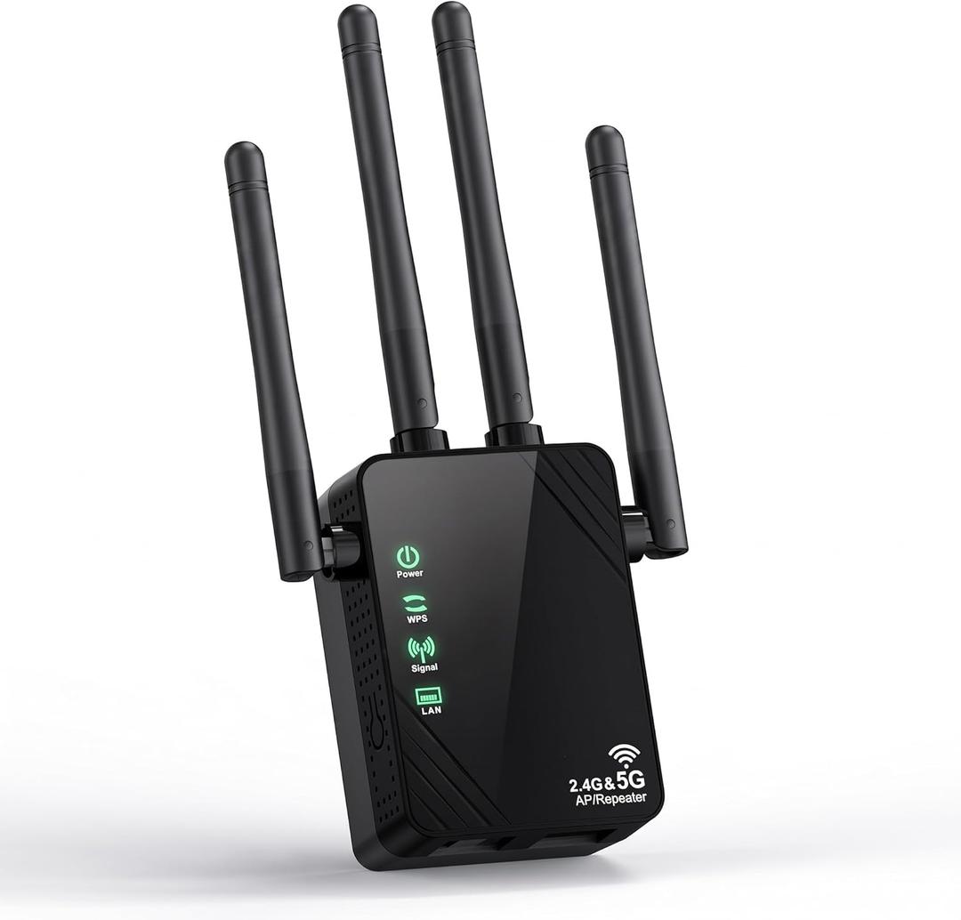 WiFi Extender Signal Booster for Home and Outdoor, Dual Band 1200Mbps Internet Extender WiFi Booster Up to 12888 Sq.ft Coverage and 105 Devices, WiFi Repeater with Ethernet Port, Easy Setup