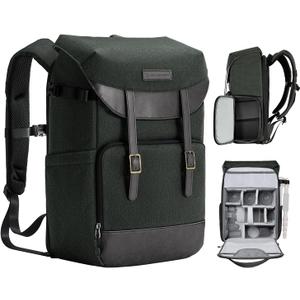 K&F Concept Camera Backpacks for Photographers Travel Bag for Tripod Camera Lence Accessory with laptop compartment and Rain Cover Waterproof Multi-Functional Camera Bags for Dslr Cameras Black (02-gray Green)