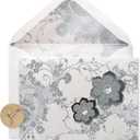 Papyrus Blank Cards with Envelopes, Lace and Flowers with Glitter (8-Count)