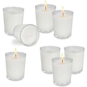72 Pack White Unscented Clear Glass Filled Votive Candles, Hand Poured Wax Candle Ideal Gifts for Weddings Birthdays Holidays Party Religious Events