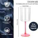 Ciaell 12 Pack 10 Oz Clear Plastic Wine Glasses with Pink Stem - Disposable Cocktail Goblets Perfect for Parties & Weddings & Poolside & Outdoors & Camping & Party & Mother's Day