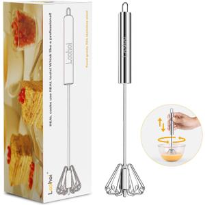 Upgraded Stainless Steel Semi-Automatic Whisk - Easy to Use Whizzy Whisk, Versatile Wisker Tool for Cooking, Kitchen Essential Egg Beater for Baking, Whisking, Beating & Stirring (10in