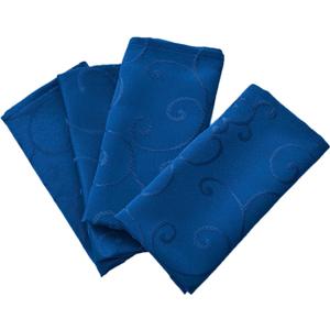 Marina Decoration Jacquard Waterproof Thick Luxury Premium Solid Damask Branch Scroll Decorative Home Kitchen Liquid Repellent and Stain Resistant 4 Piece Napkin Set, Royal Blue Square 18 x 18 Inch