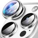 for iPhone 15 Pro/iPhone 15 Pro Max Camera Lens Protector – Anti-Scratch Lens Cover, 9H+ Tempered Glass Camera Screen Cover Protector, HD View w/Night Shoot, Shatterproof, White Titanium