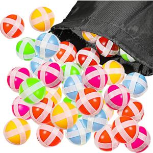 60 Pieces Sticky Balls for Fabric Dart Board, Dart Hook and Loop Balls, Safe Game Toy Game Accessories with Storage Bag for Adults and Teens Indoor Outdoor Party 6 Colors