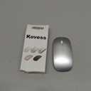 Kovess Wireless Bluetooth Mouse for Mac Air MacBook Pro Laptop PC Pad Optical Rechargeable Silent Mouse with Jiggler Mode Dual Mode Switch Bluetooth 5.2/3.0 and 2.4G USB-A & USB-C Receiver Silvery