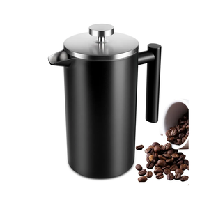 34 OZ Large French Press, Premium Stainless Steel Sturdy Insulated French Press Coffee Maker, 4-8 Cups French Coffee Press, Tea Presses for Home Kitchen Caming Loose Tea, Elegant Black