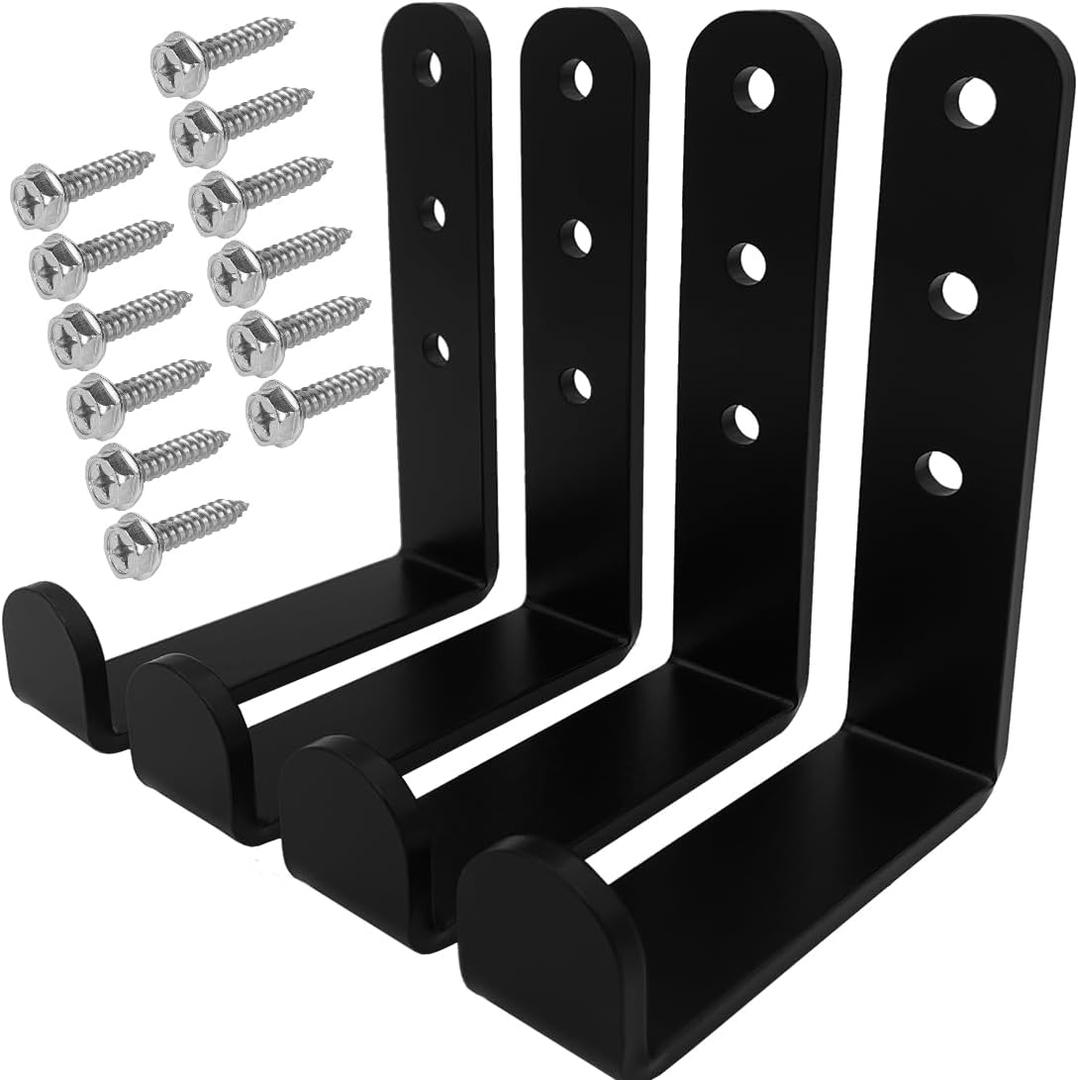 4 Pcs Black Heavy Duty Metal j Hooks for Hanging 280 lbs, Wall Mount Hook for Hanging Garage Storage Home Office Gym Sports Equipment, Tool Organization,Small U Hooks (XL)