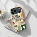 MERRO for iPhone 17 Pro Max Case - Wireless Charging Compatible - Dual-Layer Hard Shell & Silicone Cover - Protective Phone Case with Cute Wildflower Designs for Women - Cute Collage