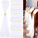 24 Set Wedding Aisle Chair Decorations 31.5 Inch Pew Bows with Long Tulle Tails and Rhinestone wrap for Wedding Ceremony Church Bridal Shower Banquet Decor (Gold)