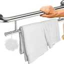 Polished Chrome Grab Bar 24 Inch w/Towel Holder, iHansee Stainless Steel Towel Rack Shower Support Balanced Support Handle, Wall Mount Safety Handrail Grab Rail for Elderly Senior Handicap Disabled