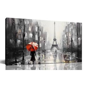 CANEITO Paris Wall Art for Lving Room, Eiffel Tower Canvas Wall Decor for Bedroom, Black and White Picture Print Artwork for Office, Size 20x40 Inches
