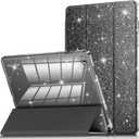 INFILAND Galaxy Tab A9 Plus 5G Case, Glitter Leather Cover with Sparkly Clear Back for Samsung Galaxy Tab A9+/A9 Plus 11 Inch 2023 Model (SM-X210/X216/X218)[Auto Wake/Sleep] for (Black)