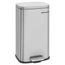 SONGMICS Trash Can with Lid, 8 Gallon Garbage Can, Stainless Steel Small Waste Bin with Step Pedal and Inner Bucket, Soft Close, Kitchen, Silver ULTB03NL