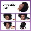 100% African Mannequin Head Human Hair,4C Afro Curly Cosmetology Manican Manikin Doll Head with 47 Mannequin Head Stand,Table Calmp,Braiding Set for Display Practice Braiding Styling Training, Blac