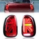 LED Union Jack Tail Lights for Mini Coop-er Countryman R60 2010-2016, Red Taillight Rear Lamps Assembly w/Sequential Turn Signal, Red Lens