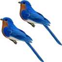 LWINGFLYER Artificial Birds Realistic 2 Pack Clip on Foam Feathered Bird Ornaments Figurines for Spring Christmas Tree Decoration Wreaths Crafts Party Home Decor (Blue Birds)