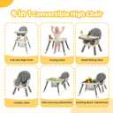 JOYMOR 7 in 1 High Chair for Babies and Toddlers, Convertible Kids Learning Table and Chair with Large Baske for Storage (Gray)