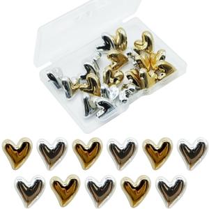 20 Pcs Heart Push Pins,Cute Push Pins for Bulletin Board Silvery&Gold Push Pin for Cork Board Heart Decorative Thumb Tacks for Wall Home Office Classroom Decor Cute Thumbtacks