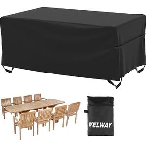 Velway Patio Furniture Cover Outdoor, Waterproof Rectangular Patio Table Chair Sofa Set Cover, 95”Lx64”Wx40”H, All Weather Oxford Tear-Resistant Material with Zipper Carrying Bag Windproof Buckles