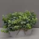 Dahey Fake Eucalyptus Plants Indoor for Farmhouse Home Decor Artificial Faux Plants in Rustic Rectangular Pots Table Centerpiece for Bathroom Office Living Room Shelf Laundry Decor, 7" L x 4" H, White