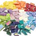 Youway Style Iridescent Glass Mosaic Tiles for Crafts Bulk,200g Broken Mosaic Glass Pieces for DIY Home Garden Art Projects, Handmade Crafts & Decor (Multi Colors)