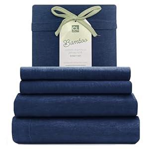 Comfort Lab King Jersey Sheets, Rayon Derived from Bamboo Jersey Knit Sheets, Piece Set, Cooling, Breathable, T-Shirt Material - Includes Flat & Fitted Sheets, 2 Pillowcases, Navy