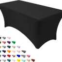 YOUR CHAIR COVERS Rectangular Spandex Tablecloth 6ft Fitted Wedding Event Patio Decorations Elastic Fabric Stretch Cover for Folding Table (Black)