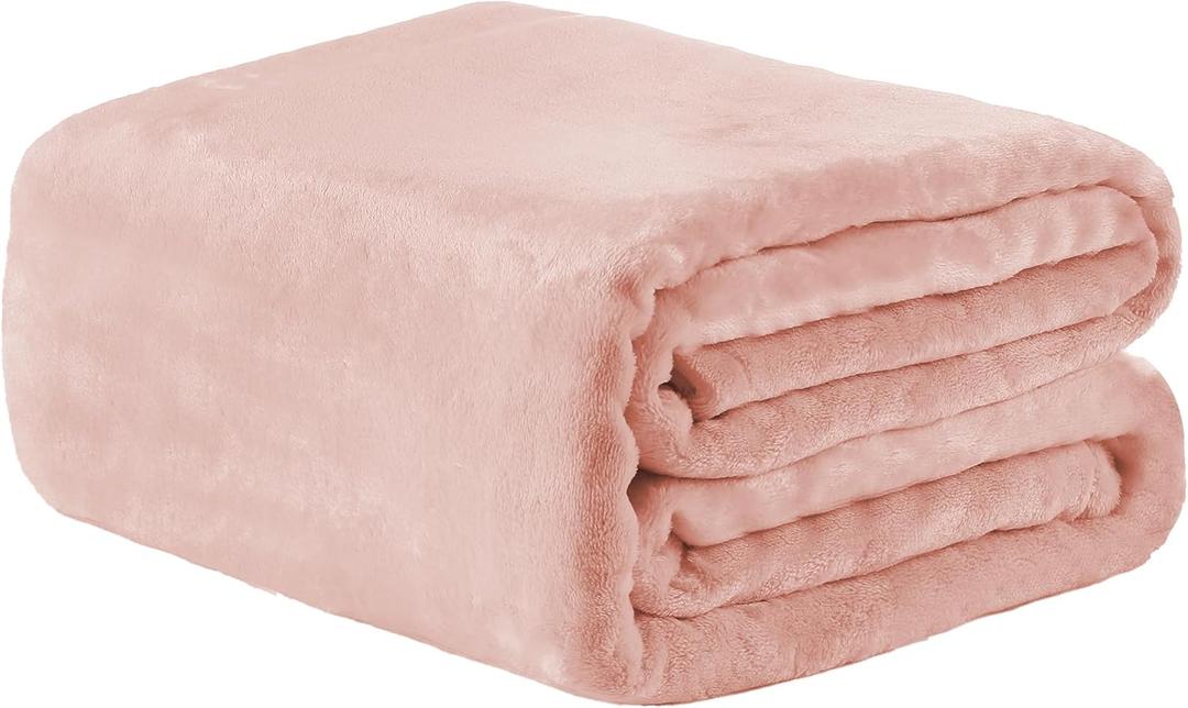 GentleSoft Throw Blanket for Couch & Bed, Premium Silky Flannel Cozy Blanket 60x80 inches, Super Soft Lightweight Warm Bed Blanket Winter, Travel Camping Room Decor, Blush Pink