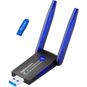 USB 3.0 WiFi Adapter for PC Desktop, AC1300Mbps Dual Band 2.4G 5G Wireless Network WiFi Dongle Enhanced Antenna for Laptop Computer Windows11 10 8.1 8 7 Vista XP, Plug n Play w/USB Driver