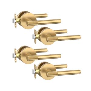 Asidrama 4 Pack Champagne Bronze Passage Door Handles, Door Lever with Door Knobs Indoor for Bedroom or Bathroom, Heavy Duty Door Handles Interior with Locks for Left Right Sided Doors