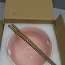 Ceramic Ramen Bowl with Matching Chopsticks, Soup Bowls for Udon Soba Pho Asian Noodles, Dishwasher and Microwave Safe, 28 oz (Bowl-Pink)